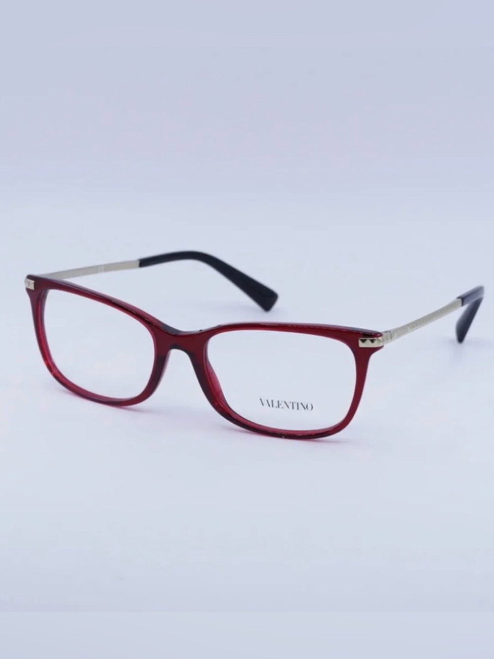 Valentino Eyeglasses Rectangle Full Rim, Transparent Red Frame